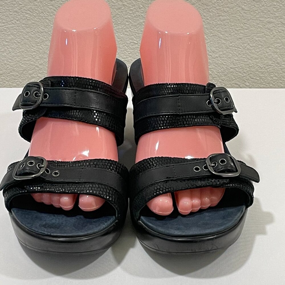 DANSKO "Jessie" Wedge Sandal Double Buckle, Black - 41 (10/11)